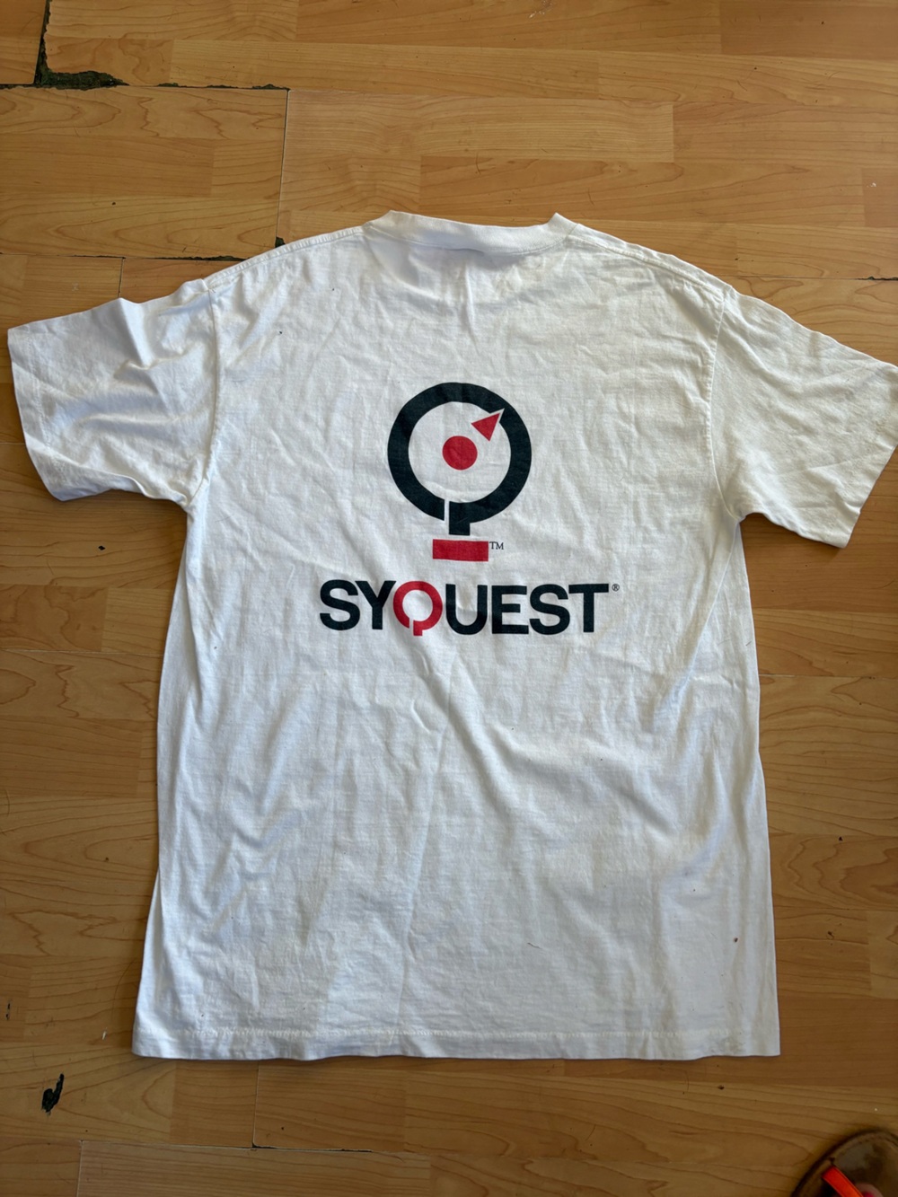 VTG 90s Gigabye Syquest Worn Tech Silicon Valley T-Shirt L Men White O11 - Picture 3 of 3